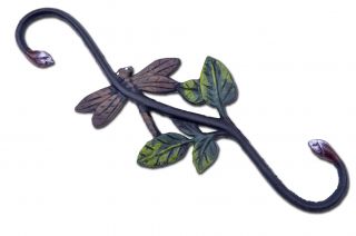 Cast Iron S Style Plant Hook Dragonfly 12" Long