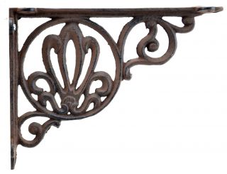 Clamshell Shelf Bracket - Rust Brown Cast Iron - 8.625" Deep