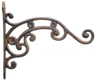 Ornate Curled Vine Decorative Cast Iron Plant Hanger - 10.75" Deep