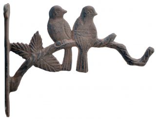 Decorative Love Birds Cast Iron Plant Hanger - 10" Deep