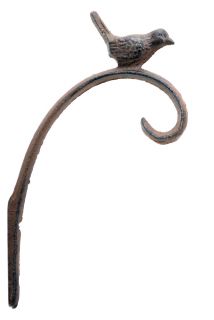 Decorative Chickadee Bird Design Cast Iron Plant Hanger Hook 5.125" Deep