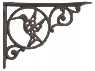 Wall Shelf Bracket Hummingbird In Circle Cast Iron 8.75" Deep