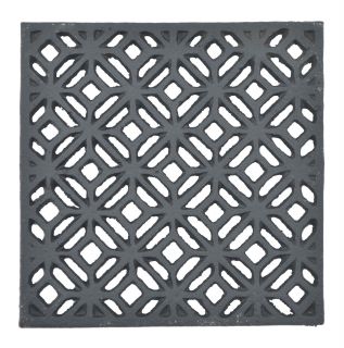 Decorative Square Black Cast Iron Trivet Ornate Diamond Design 5.25" Wide