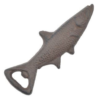 Fish Bottle Opener Distressed Brown Cast Iron 7" Long