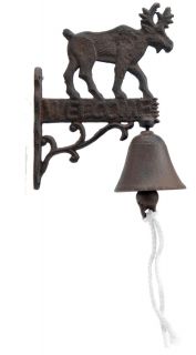 Cast Iron Dinner Bell Moose Welcome Distressed Brown