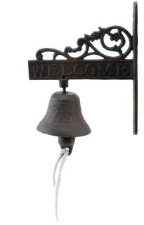 Cast Iron Dinner Bell Flower Vine Welcome Distressed Brown