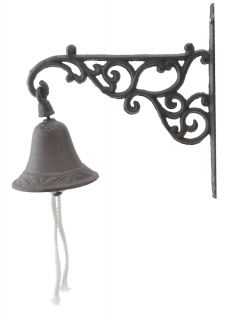 Cast Iron Dinner Bell Ornate Vine Distressed Brown