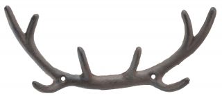 Cast Iron Wall Hook Rack Deer Antlers 11.25 Wide