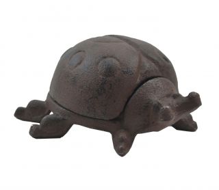 Lady Bug Hide A Key Box Distressed Brown Cast Iron