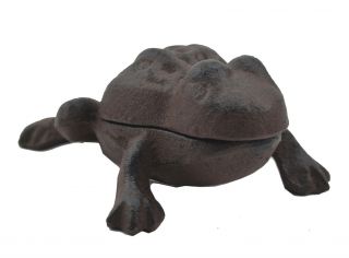 Frog Hide A Key Box Distressed Brown Cast Iron