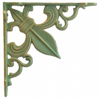 Wall Shelf Bracket Cast Iron Brace - Fleur De Lis - 7.375"