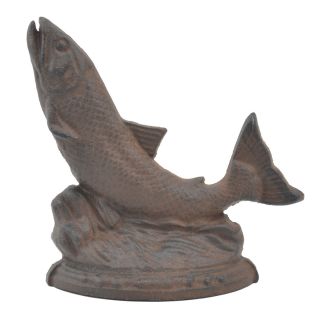 Fish Doorstop Distressed Brown Cast Iron 7.75" Tall