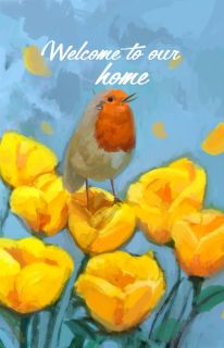 Flag Emotes Double Sided Garden Flag Bird & Flowers Welcome To Our Home