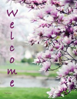 Flag Emotes - Double Sided Garden Flag - Pink Dogwood Tree Welcome