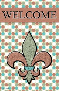 Flag Emotes Double Sided Garden Flag Welcome Fleur De Lis Polka Dots