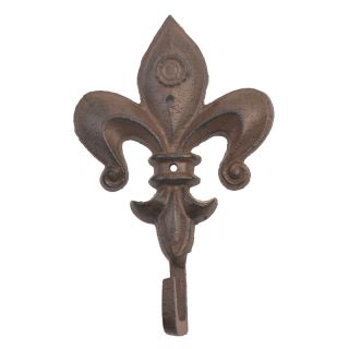 Fleur De Lis Decorative Wall Hook - Rust Finish - 6.625" Tall