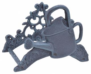 Garden Hose Holder - Watering Can - Verdigris Cast Iron - 9.75" Wide