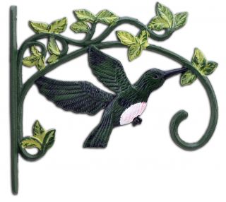 Decorative Hummingbird Cast Iron Plant Hanger Hook - Large 11.25" Deep
