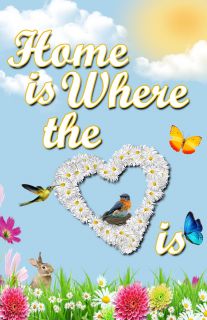 Flag Emotes Double Sided Garden Flag Bird & Flowers Home Is Where The Heart Is