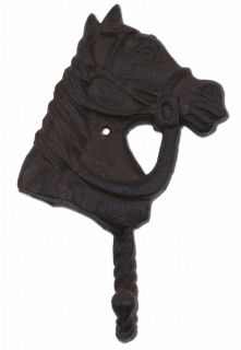 Horse Head Western Wall Hook - Rust Brown Cast Iron - 6.25" Tall
