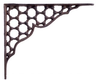 Decorative Shelf Bracket Hexagon Lattice Pattern Rust Brown Cast Iron 9.25"