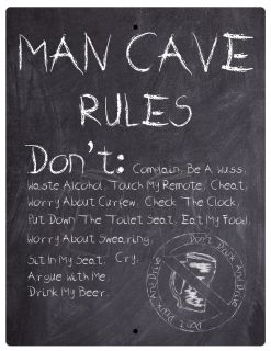 Aluminum Sign Man Cave Rules Don't Chalkboard Style