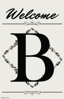 Flag Emotes - Double Sided Welcome Garden Flag - Monogram Diamond Floral Vine