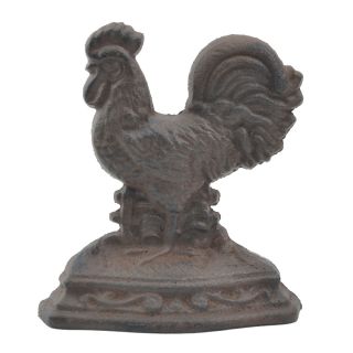 Rooster Doorstop Door Wedge Distressed Brown Cast Iron 6.75" Tall
