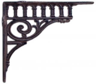 Cast Iron Wall Shelf Bracket - Ornate Columns - 11.38" Deep
