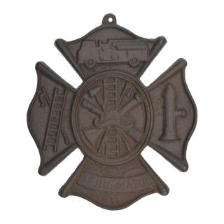 Firemans Cross Firefighting Wall Hanging Plaque Cast Iron 7.75" W