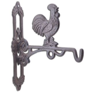 Crowing Rooster Cast Iron Plant Hanger Hook - 10.75" Deep