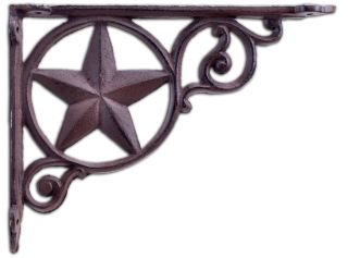 Decorative Shelf Bracket Rustic Star Rust Brown Cast Iron 8.75"