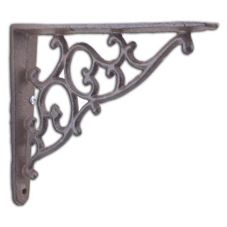 Decorative Cast Iron Wall Shelf Bracket Ornate Vine Rust Brown 7.125" Deep