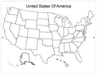 Aluminum Sign United States Of America Map Black & White