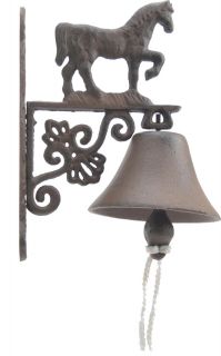 Cast Iron Dinner Bell Walking Horse Distressed Brown