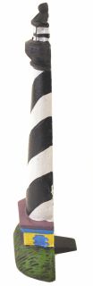 Cast Iron Doorstop Door Wedge - Black & White Lighthouse - 10.25" Tall