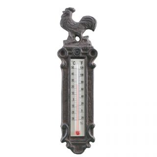 Decorative Cast Iron Thermometer Rooster Design