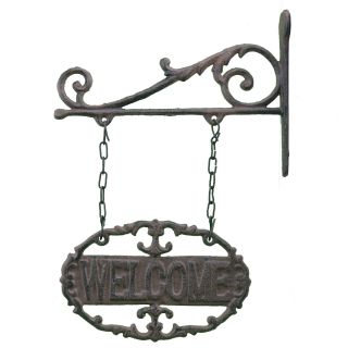 Double Sided Ornate Hanging Welcome Sign 7.25" Wide