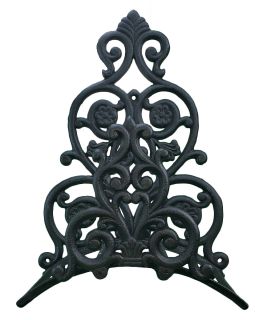 Cast Iron Garden Hose Holder Victorian Floral & Spade Pattern - Black - 13.25" Tall